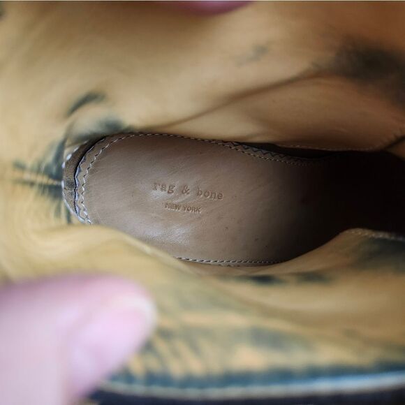 Rag &‎ Bone Kinsey brown waxed suede Stacked heel ankle boots - Picture 3 of 12